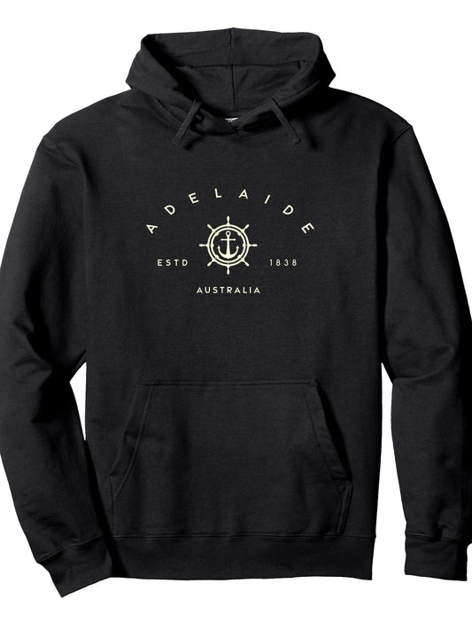 Adelaide Australia - Adelaide AUS Anchor Pullover Hoodie Anchor Black 250gsm Cotton Long Sleeve Men Casual Hoodie